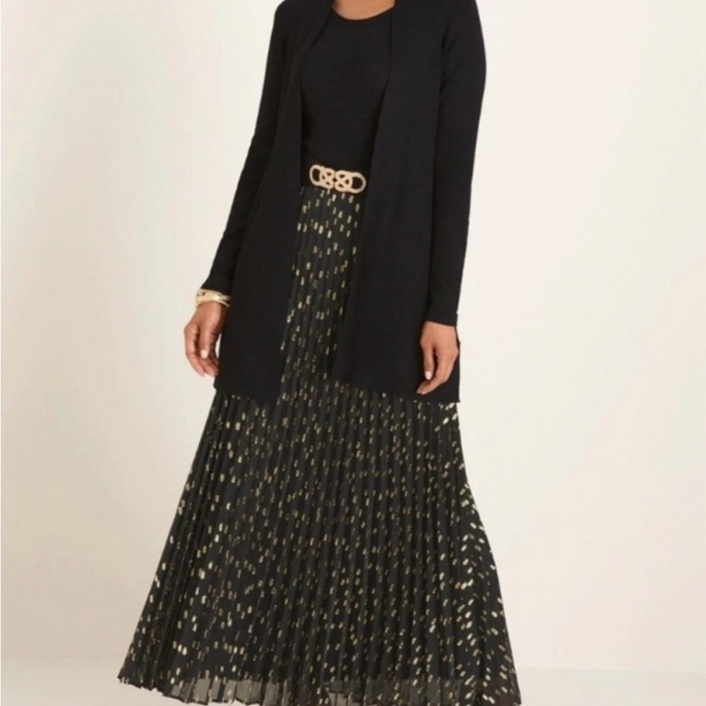 Chico's Black Maxi Skirt with Gold Accents